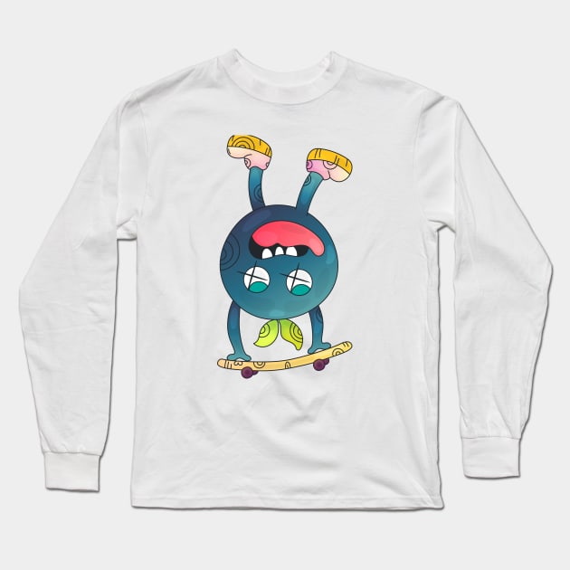 Doodle Skating Character Long Sleeve T-Shirt by BooDoodle